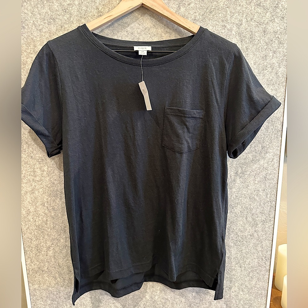 NWT J. Crew Rolled Sleeve T-Shirt Black Medium